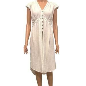 by Anthropologie M braided button front split hem swim beach cover up SW2 3110